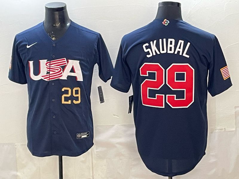 Men 2026 World Cub USA #29 Skubal Blue Nike MLB Jersey style 002